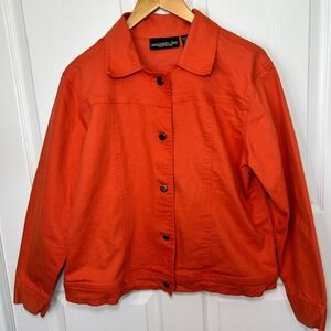 Monterey Bay Orange Cotton Blend Button Down Jacket Women's Size‎ 16 Jean Jacket